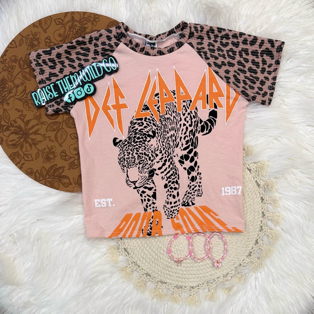 Kids upcycle handmade  Leopard Graphic Tee